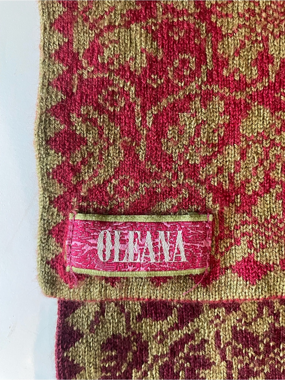 Oleana Floral Jacquard Knit Scarf - Maroon, Red & Gold - Picture 6 of 8